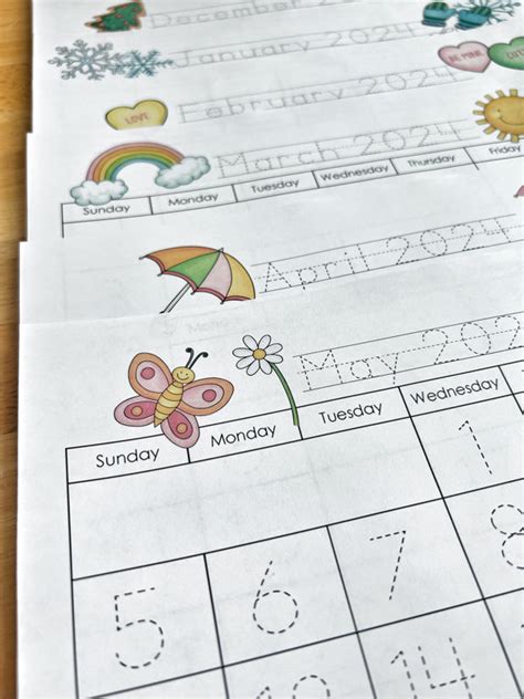 Tracing Calendars for Kindergartners