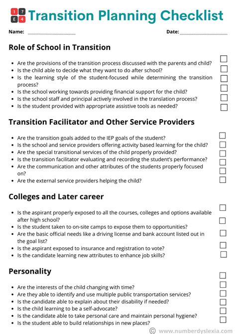 Transition checklist