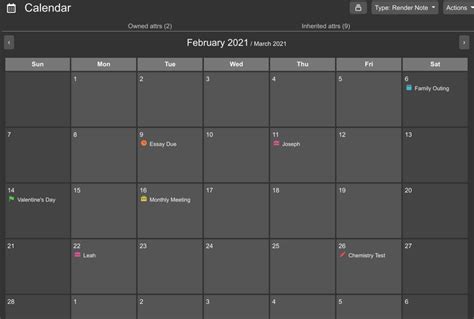 Trilium Calendar Interface