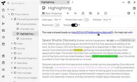 Trilium Sharing Options