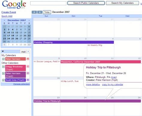 TripIt Calendar Screenshot