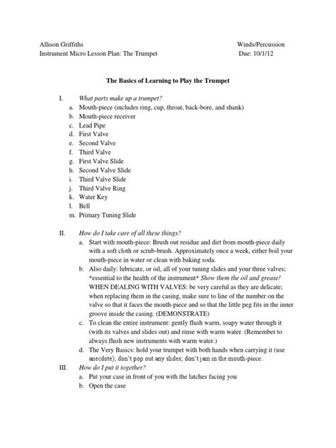 Trumpet lesson plans for beginners