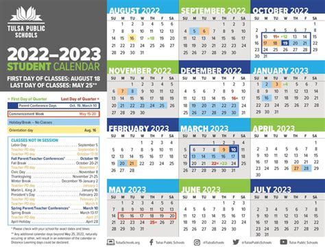 Tulsa Schools Calendar Image 1