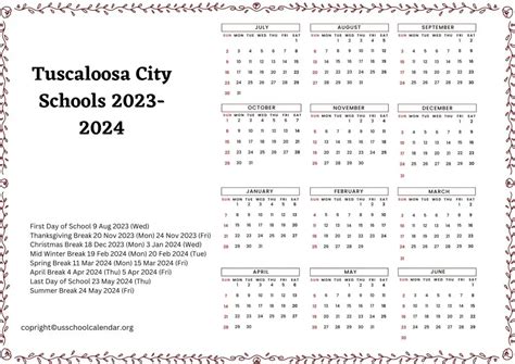 Tuscaloosa Schools Calendar Productivity