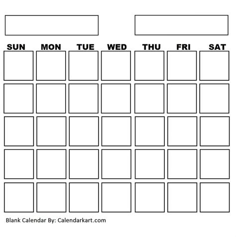 Variety of Blank Calendars