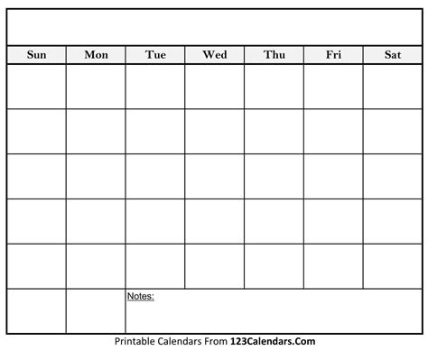 Types of Blank Monthly Calendars