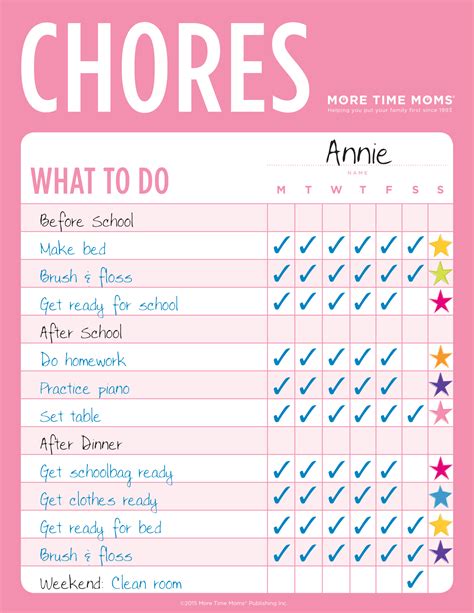 Types of Chore Chart Printables