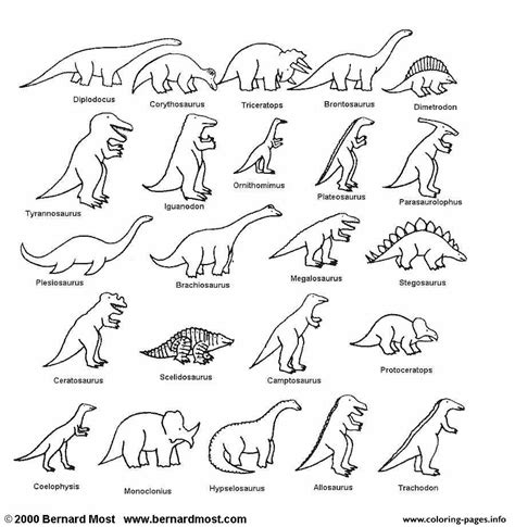 Different types of dinosaur coloring pages