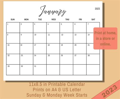 Types of 2023 Printable Calendar Templates