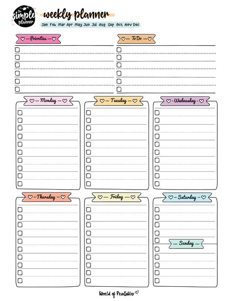 Types of Weekly Agenda Printables