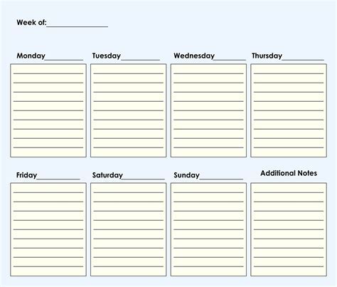 Types of Weekly Printable Calendar Templates