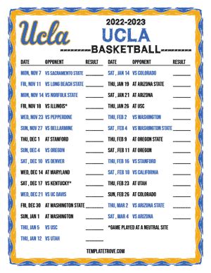 UCLA basketball schedule