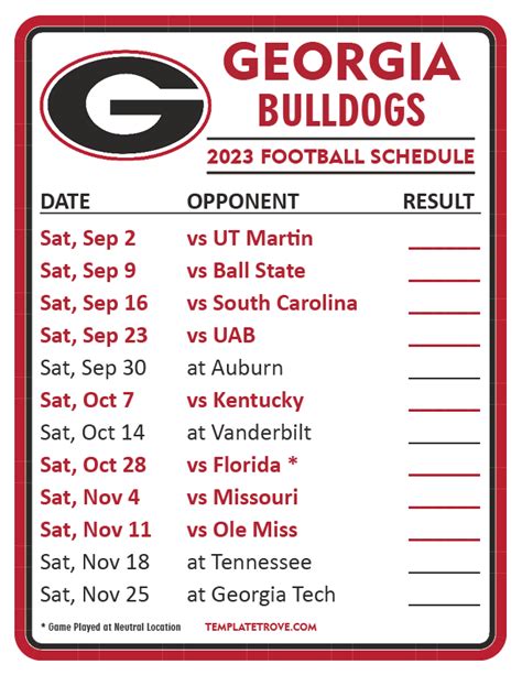 UGA calendar settings