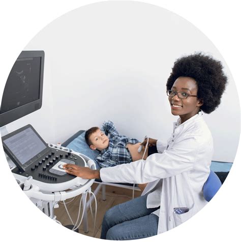 Ultrasound Technician performing pediatric sonography