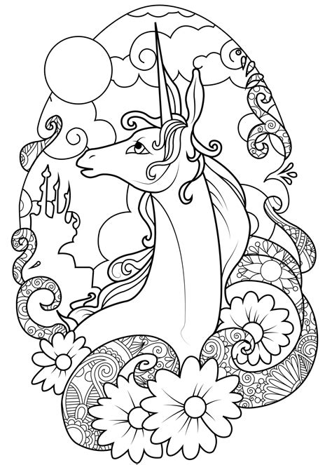 Unicorn Coloring Pages Digital