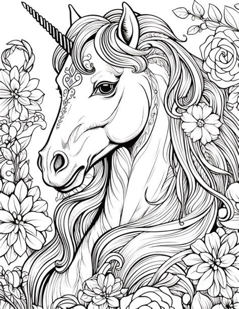 Unicorn coloring pages for adults