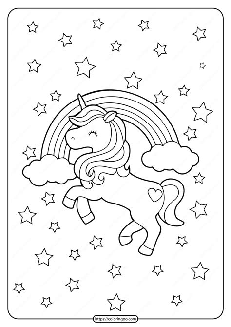 Unicorn coloring pages with stars