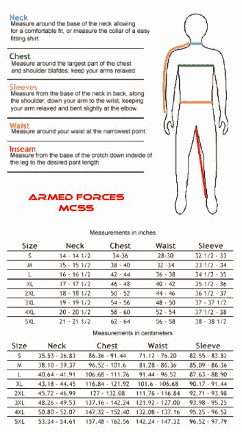 US Army Mechanic Combat Uniform Sizes