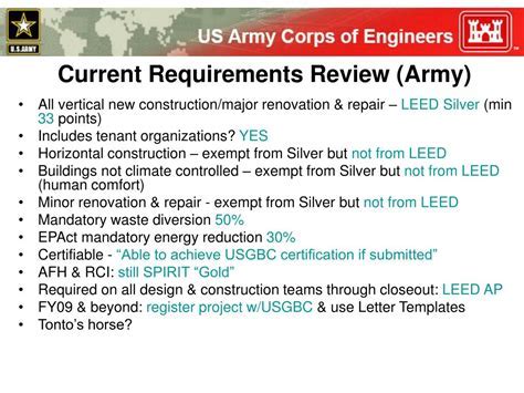 US Army Requirements