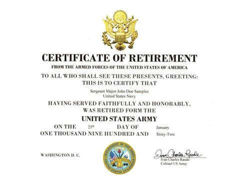 US Army retirement