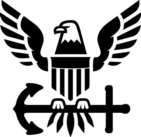 The American Eagle, a symbol of strength and courage, is featured in the US Navy's emblem.