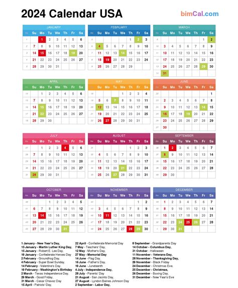 USA Calendar Tips