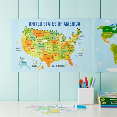 USA map prints for decor