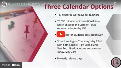 Using the Coppell ISD Calendar to Plan Ahead