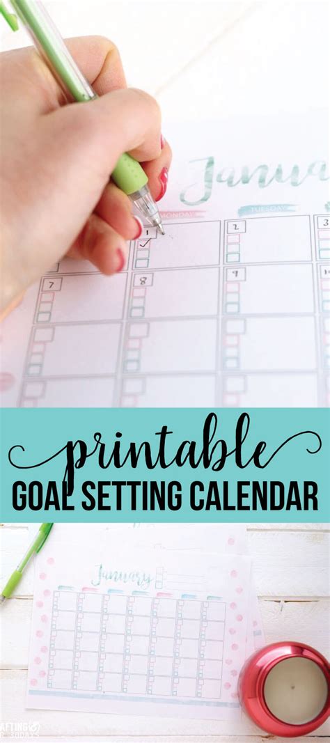 Using free printable calendars for goal setting