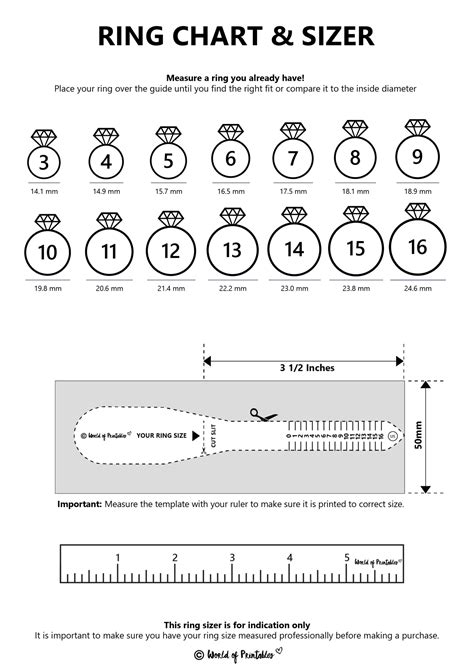 Using Printable Ring Size Chart