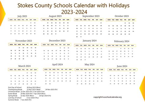 Using Stokes County Schools Calendar