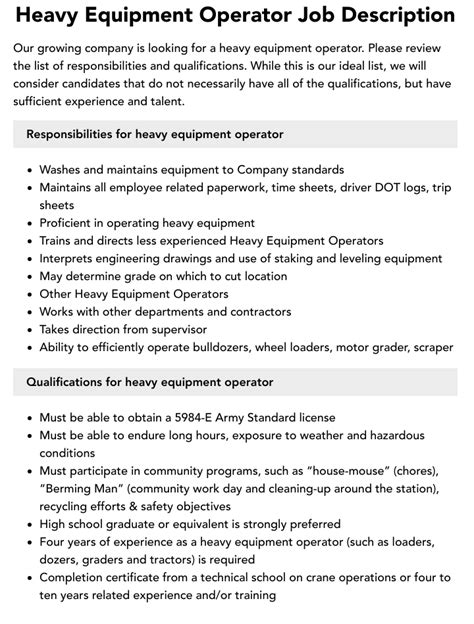 USMC Heavy Equipment Operator Job Responsibilities