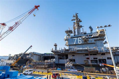 USS Ronald Reagan in dry dock for maintenance