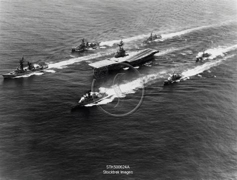 The USS Yorktown with escort ships in the background