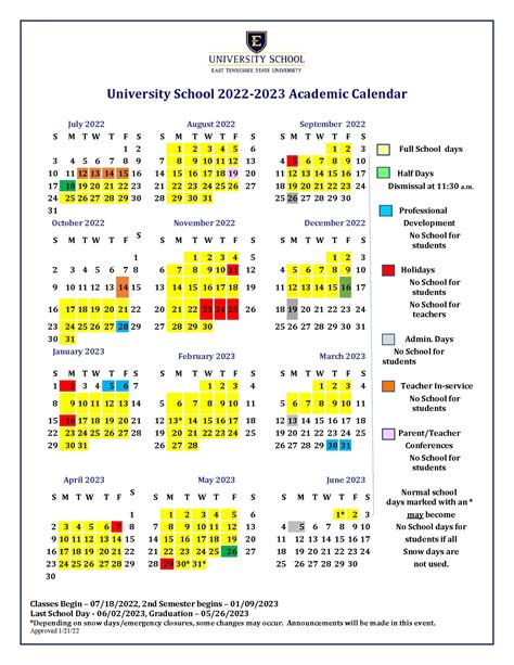 UTC Academic Calendar