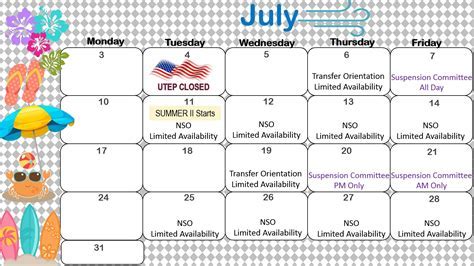 UTEP Calendar Tips