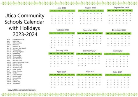 Utica Community Schools Calendar Events