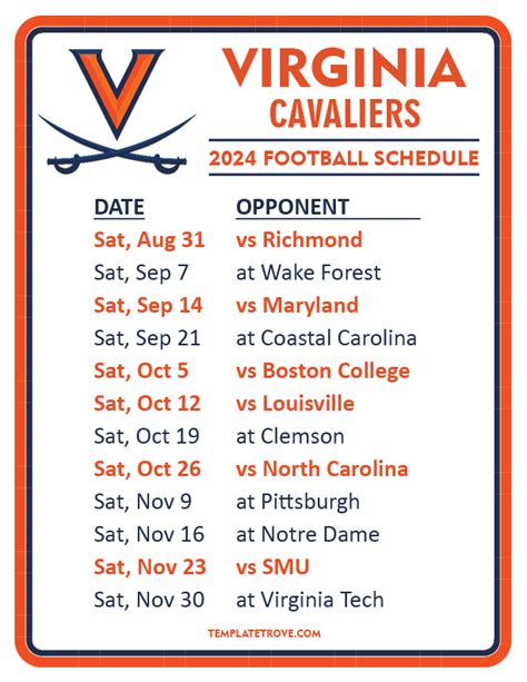 UVA Football Schedule