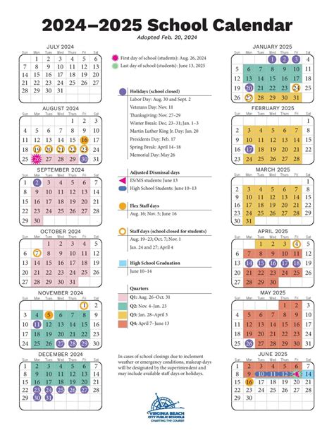 Va Beach Public Schools Calendar Template