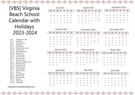 Va Beach Public Schools Calendar Templates