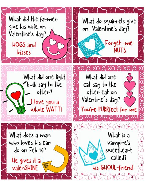 Valentine Card Printables with Jokes