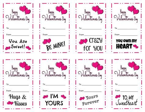 Valentine Card Printables with Personalized Messages