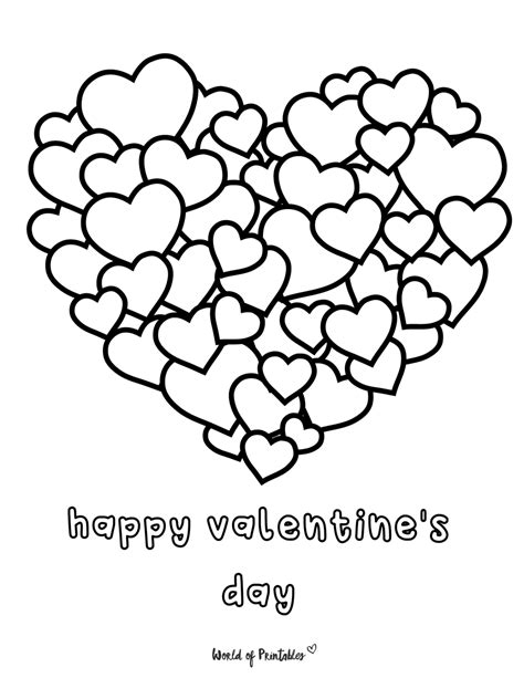 Valentine coloring pages with hearts