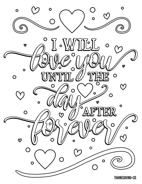 Valentine coloring pages with love quotes