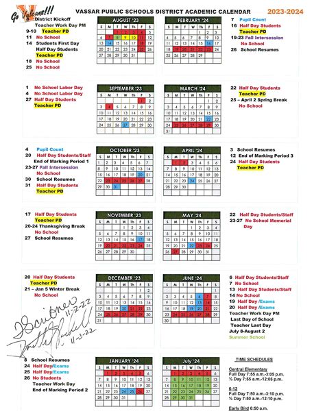 Vassar College Academic Calendar Overview