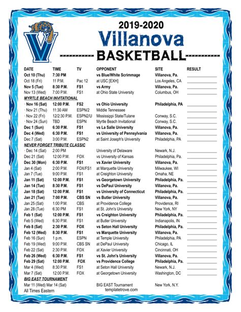 Villanova Calendar Events