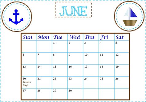 Vintage June Calendar Prints