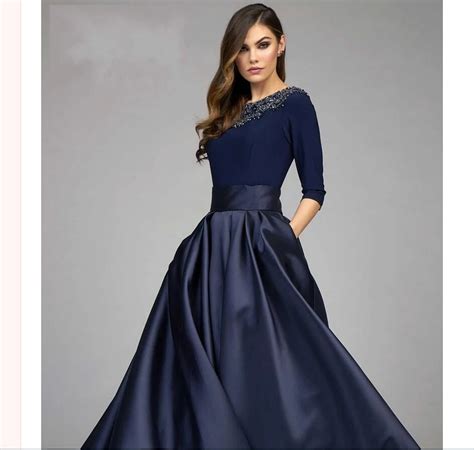 Vintage-inspired navy prom dress with lace details