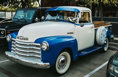 A vintage chicken feed truck undergoing restoration