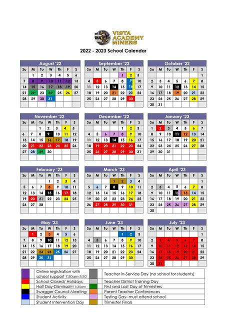 Vista USD School Calendar Image 2